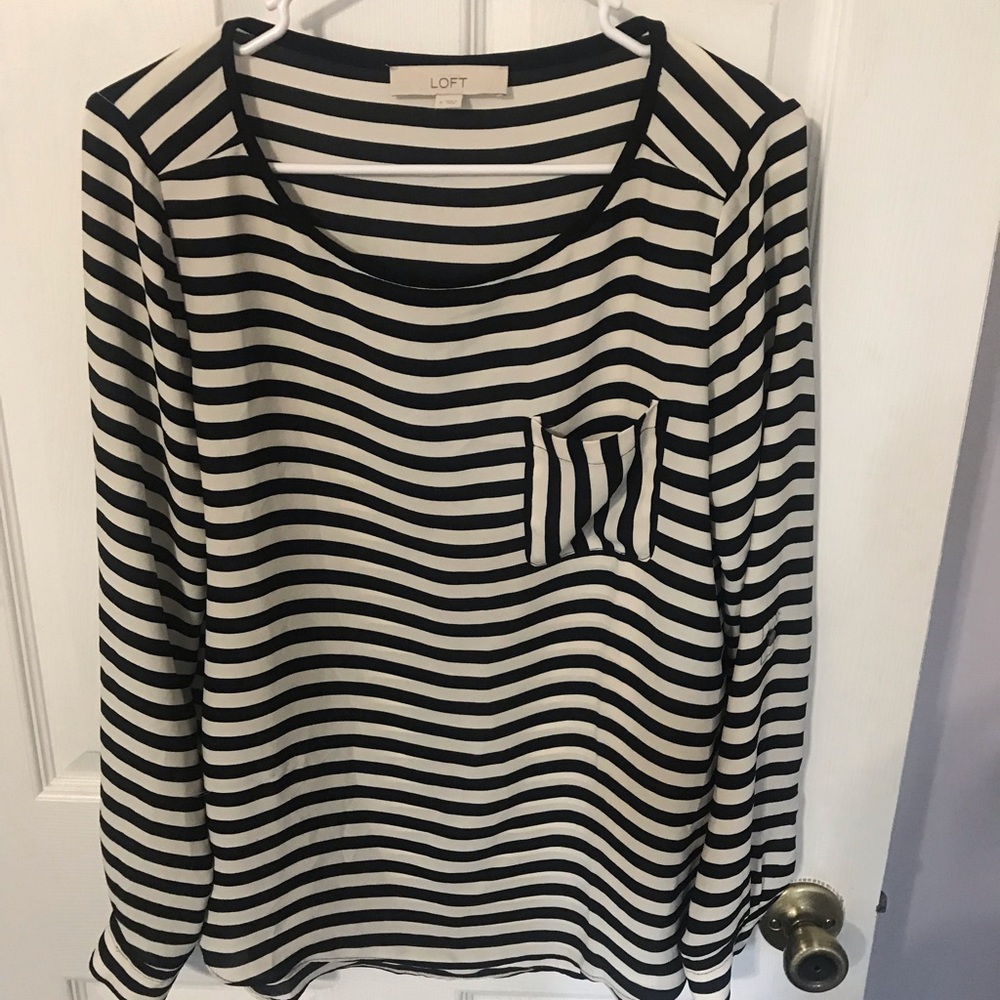 LOFT Cream and Black Blouse